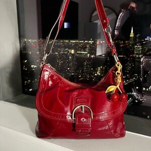 Vintage Coach Red Patent Shoulder Bag